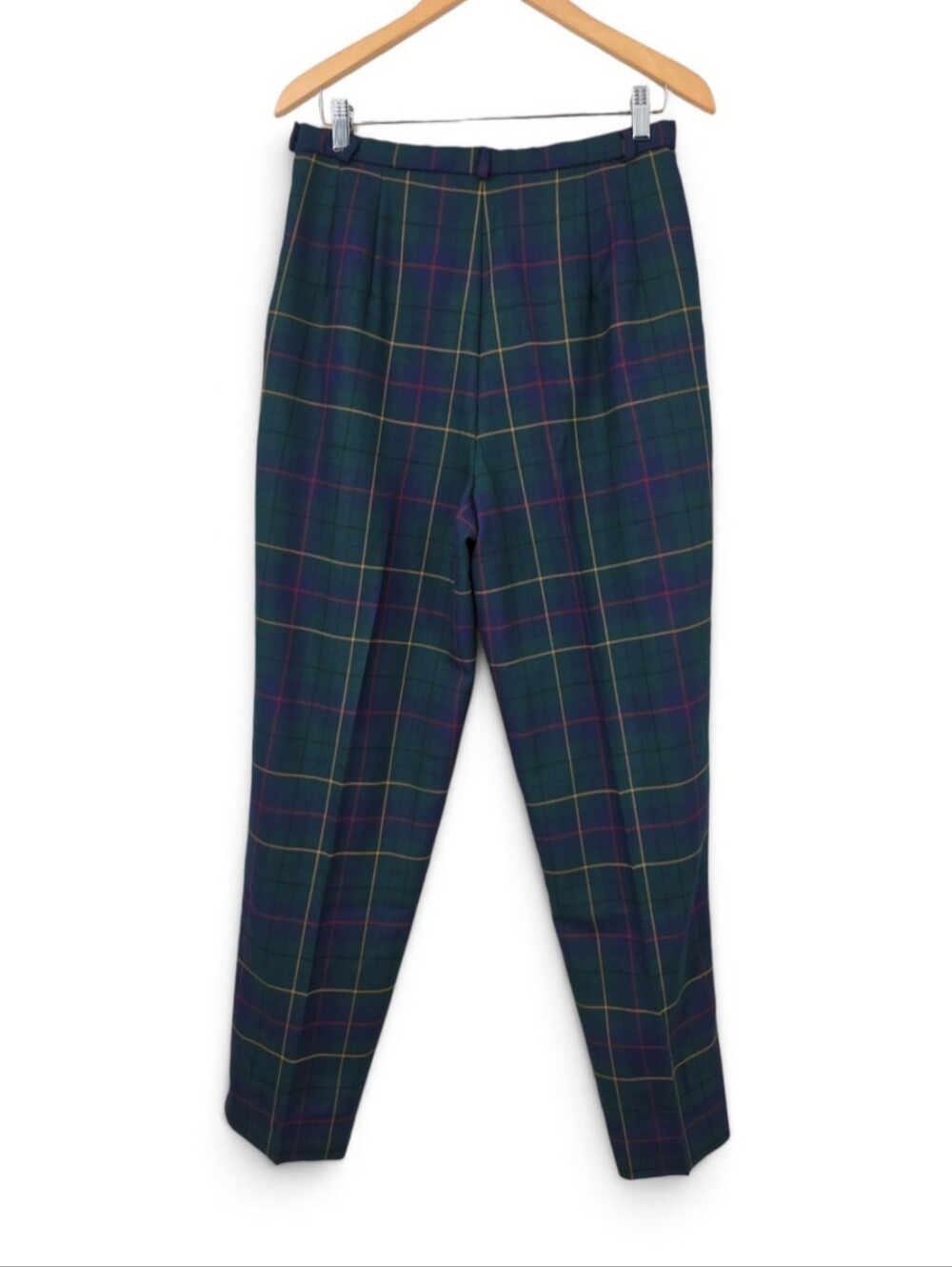 Pendelton Wool Celebration Tartan Plaid Green Navy Blue Trousers Pants